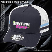 Load image into Gallery viewer, KIDS Stripe Trucker - Mint Piglet Race It