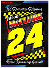 Load image into Gallery viewer, BRAD McCLURE 'RACE BEFORE RETIREMENT' - MENS/KIDS COTTON TEE