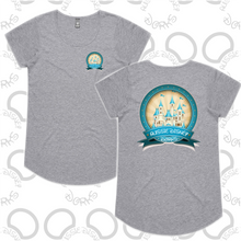 Load image into Gallery viewer, Ladies Teal Castle Logo Tee