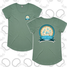 Load image into Gallery viewer, Ladies Teal Castle Logo Tee