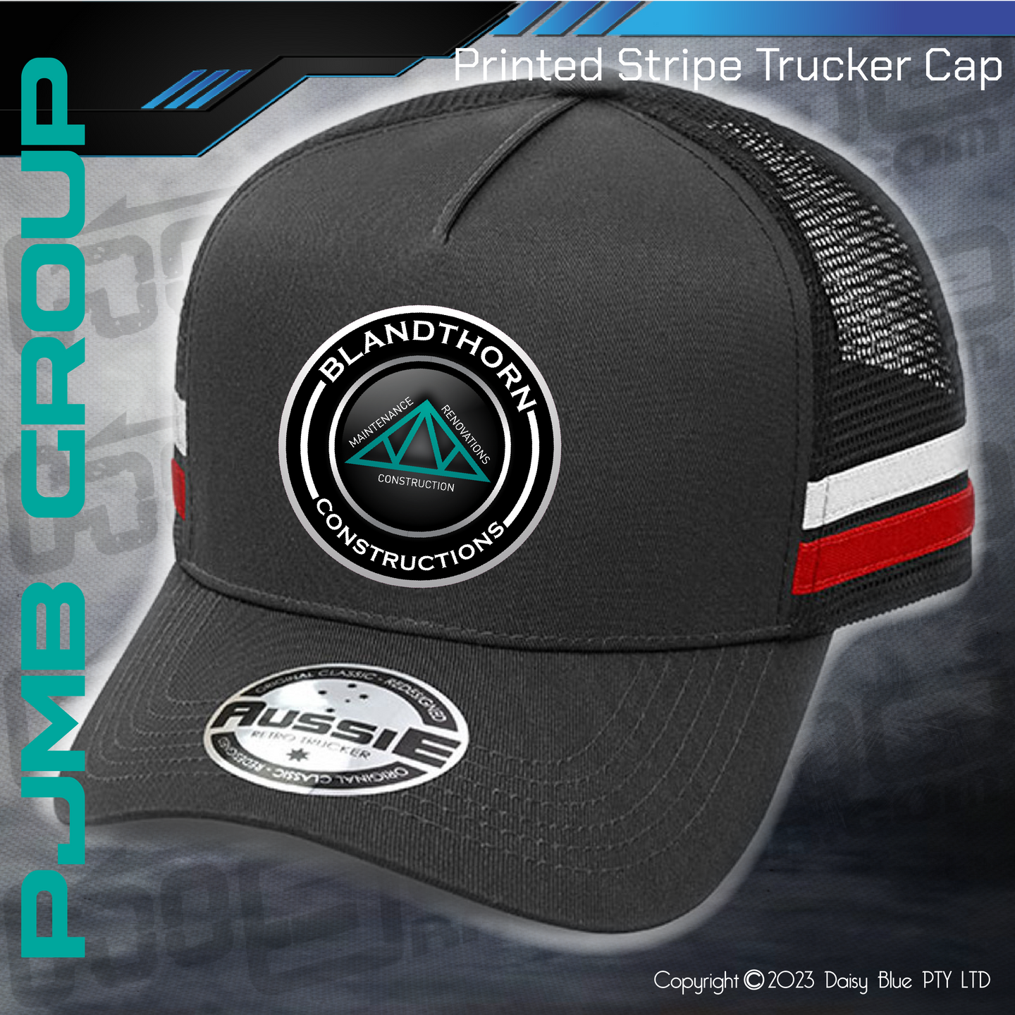 Printed STRIPE Trucker Cap - Blandthorn Constructions