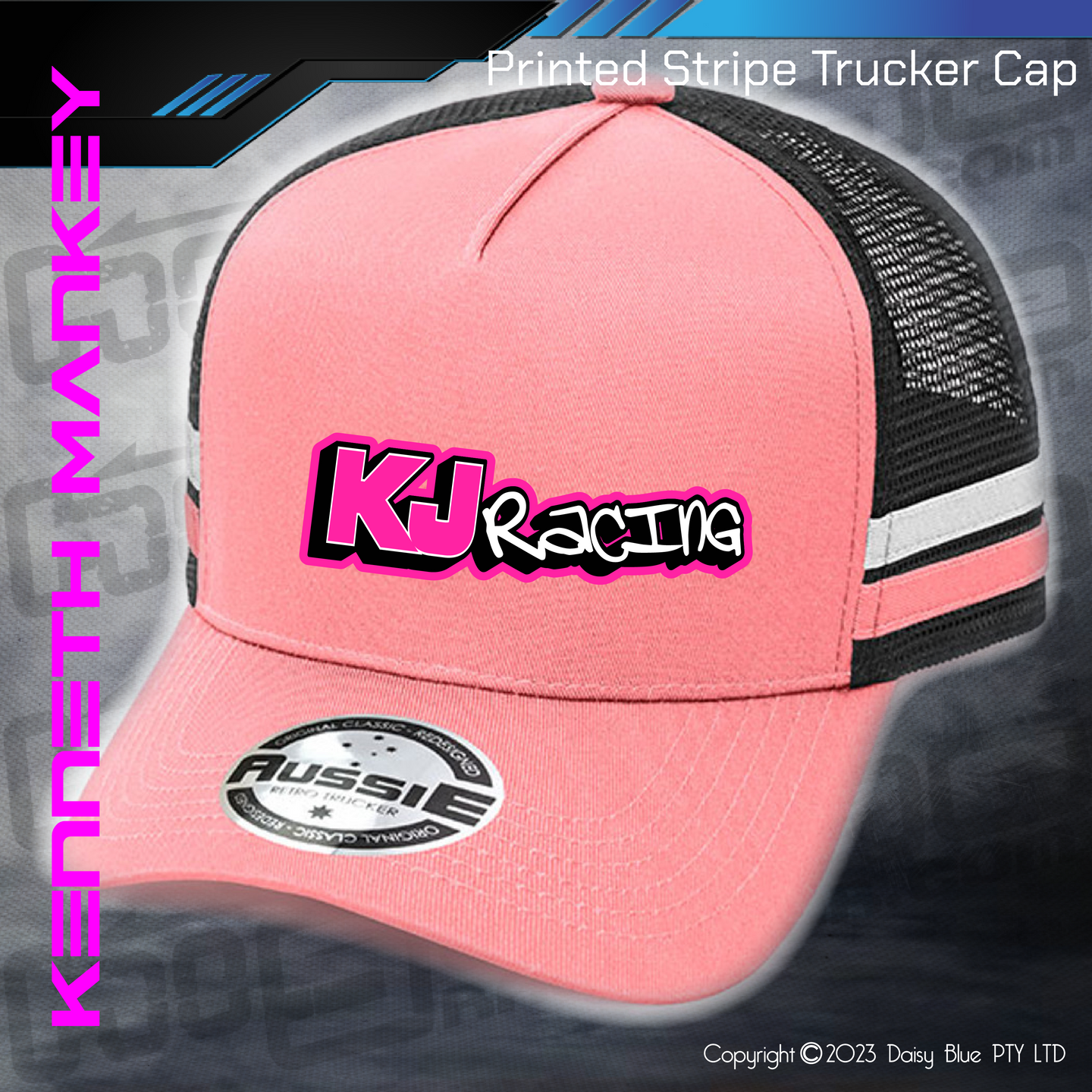 Embroidered STRIPE Trucker Cap - Kenneth Mankey 2023
