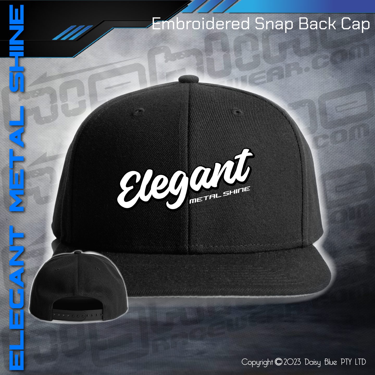 Embroidered Snap Back CAP - Elegant Metal Shine