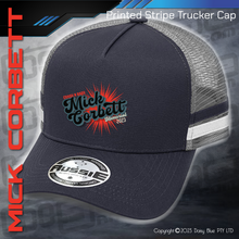 Load image into Gallery viewer, STRIPE Trucker Cap - Mick Corbett Memorial
