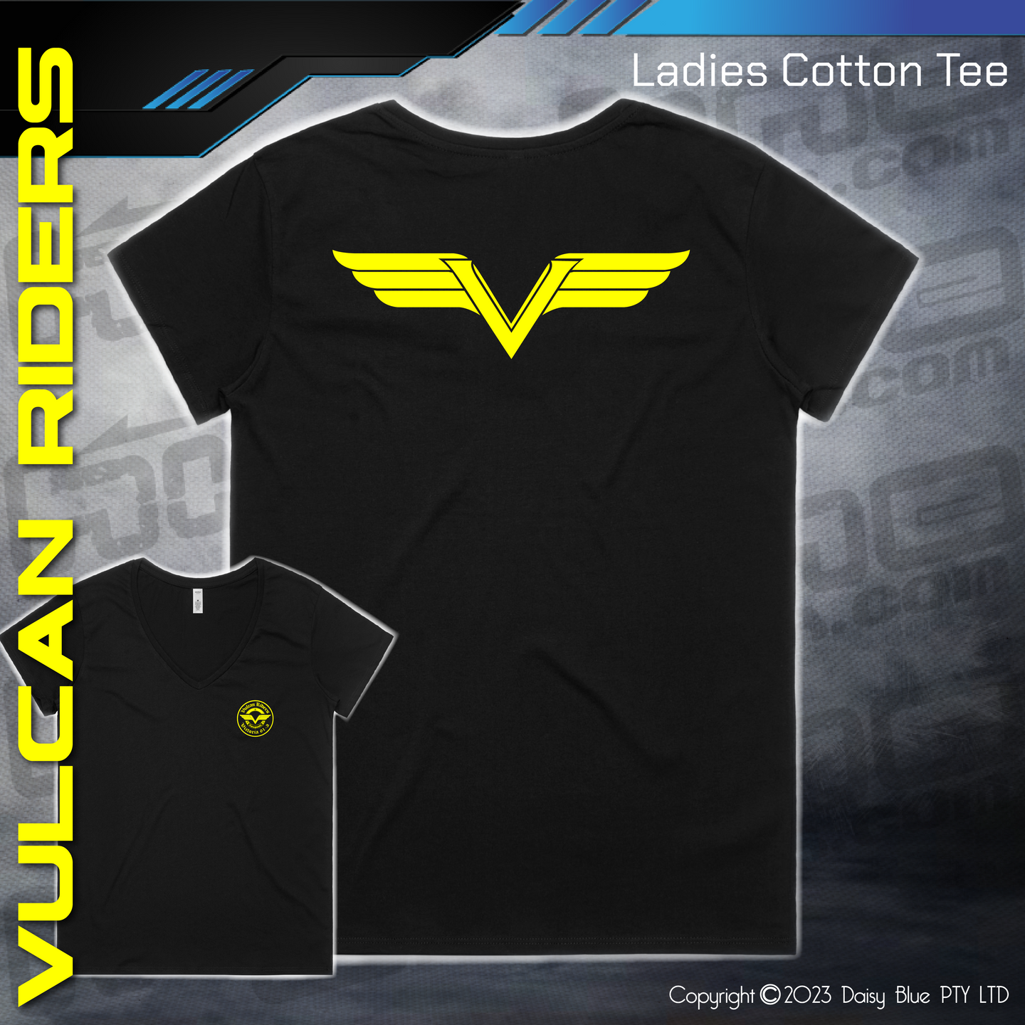 Ladies V-Neck Tee - Vulcan Riders Association Victoria