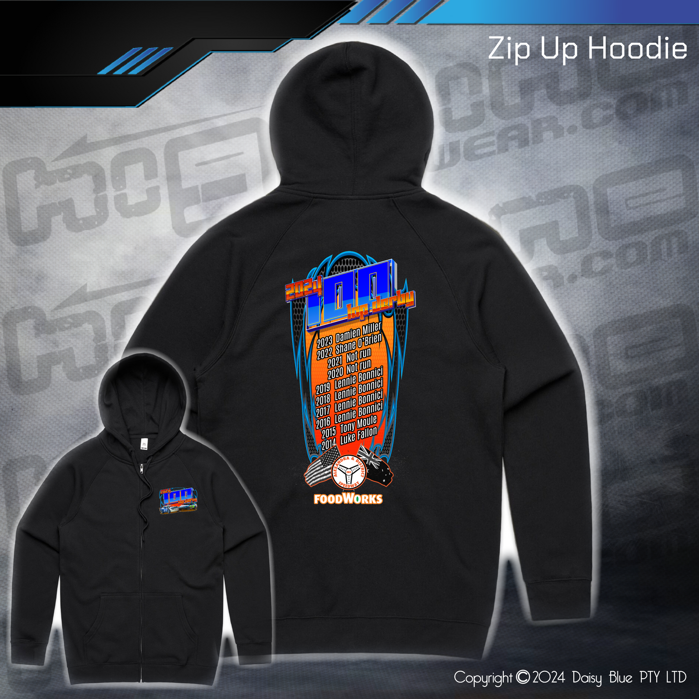 Zip Up Hoodie - 100 Lap Derby 2024