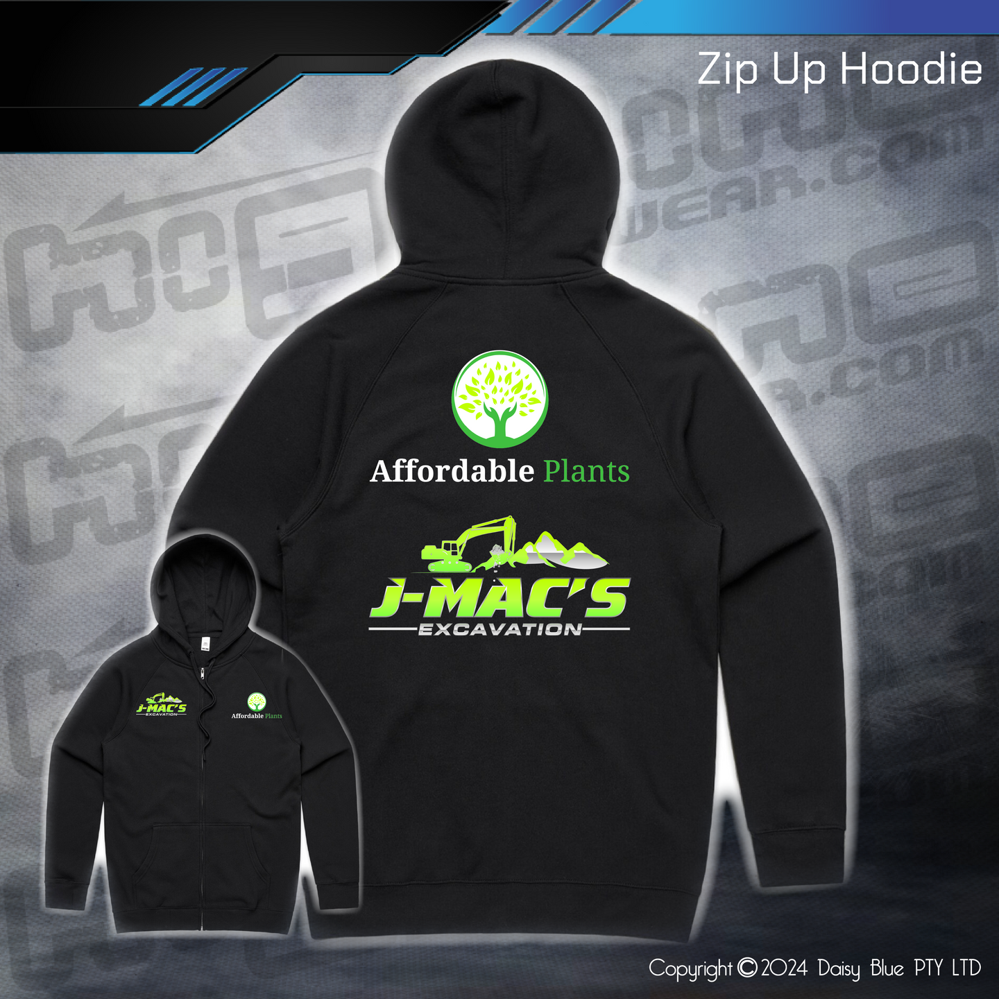 Zip Up Hoodie - JMAC Excavations/Affordable Plants