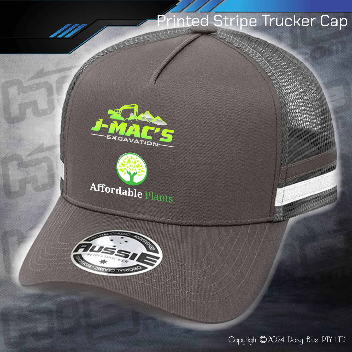 STRIPE Trucker Cap - JMAC Excavations/Affordable Plants
