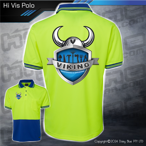 6HVPS Hi Vis Lime/Royal Blue  Polo - Viking Maintenance & Gardening