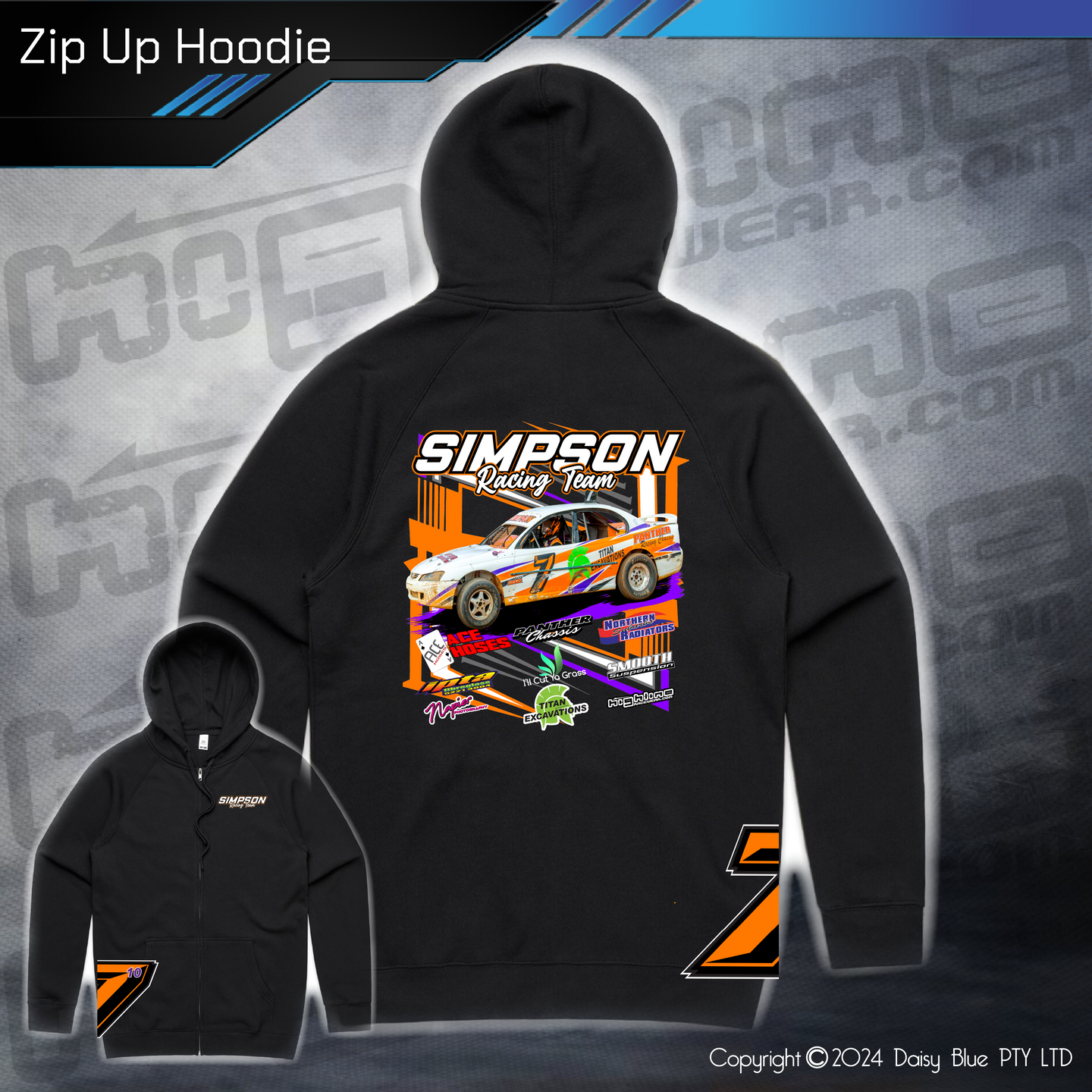 Zip Up Hoodie - Simpson Racing Team