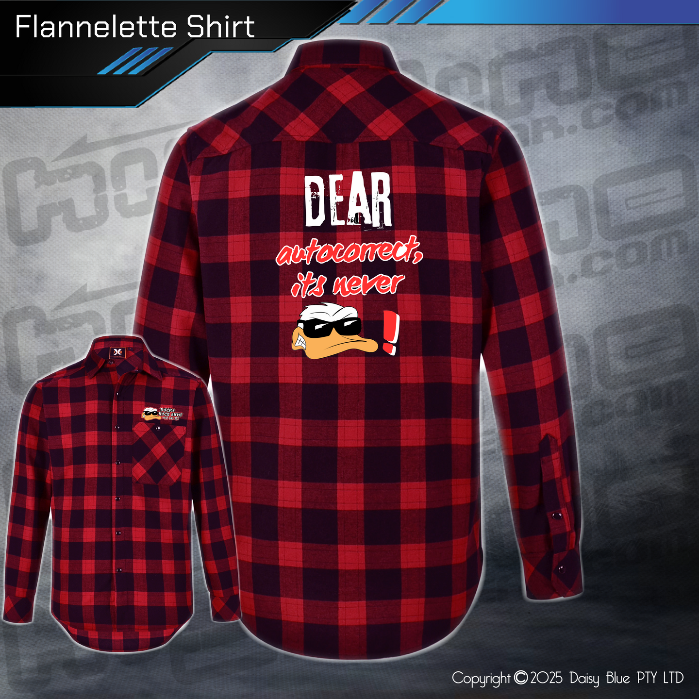 Flannelette Shirt - Ducks Dear Autocorrect...