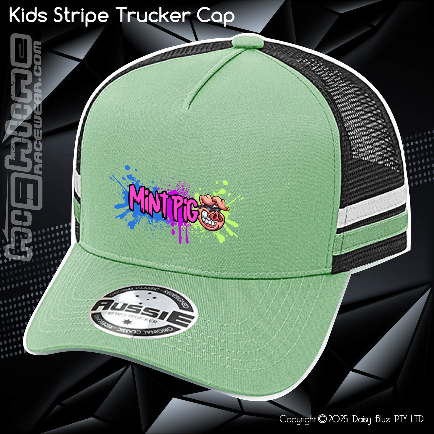 KIDS Stripe Trucker - Mint Piglet Grunt