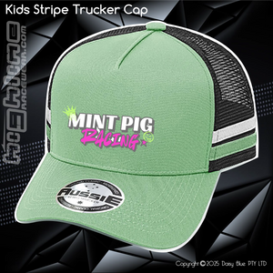 KIDS Stripe Trucker - Mint Piglet Race It