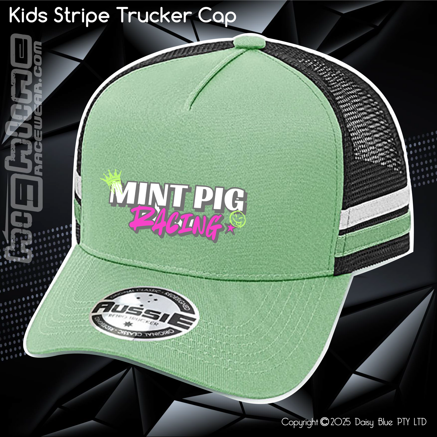 KIDS Stripe Trucker - Mint Piglet Race It