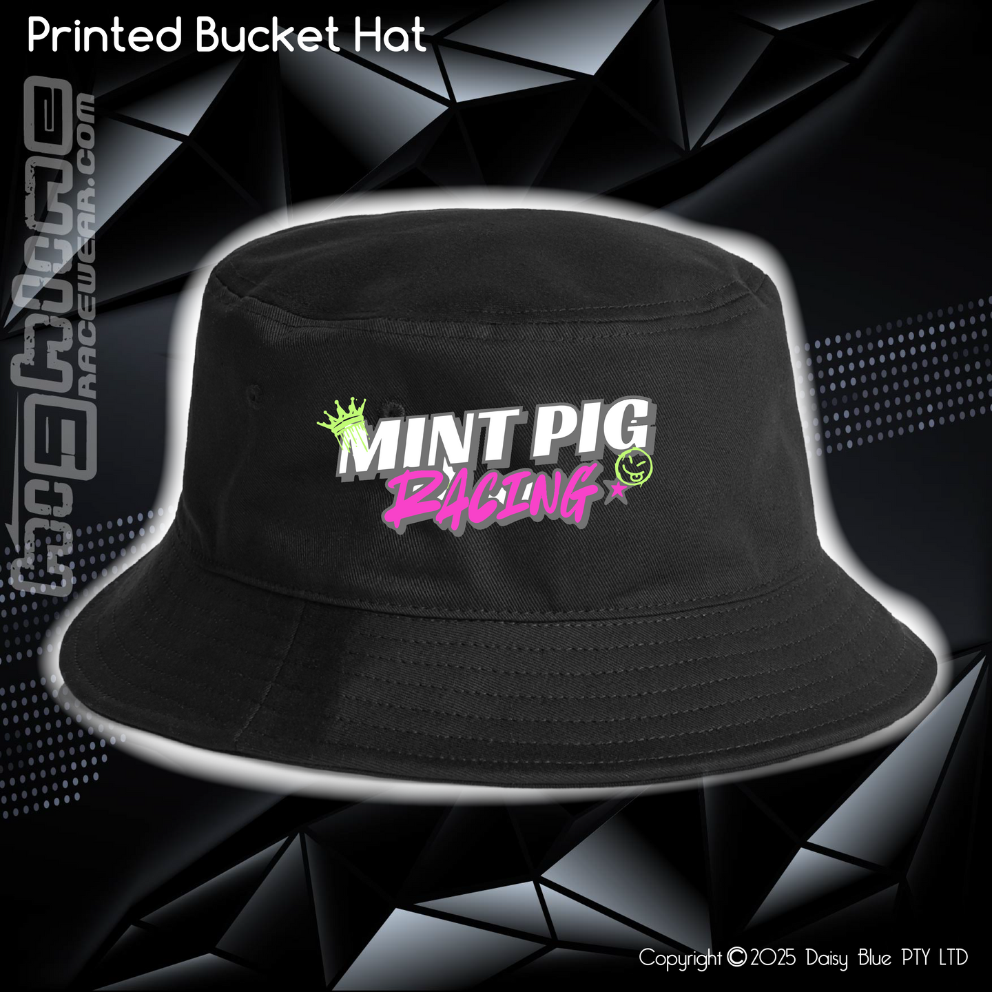 Printed Bucket Hat - Mint Piglet Race It