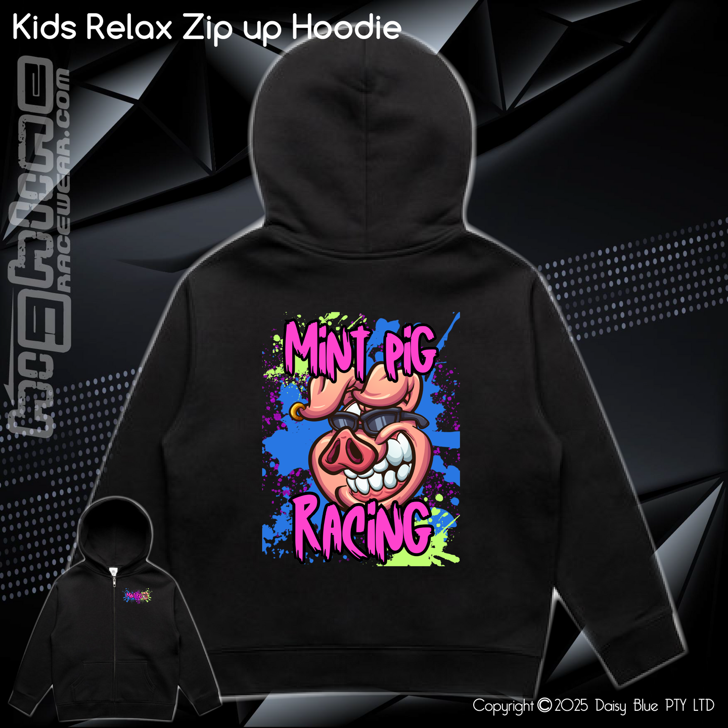 Zip Up Hoodie - Mint Piglet Grunt