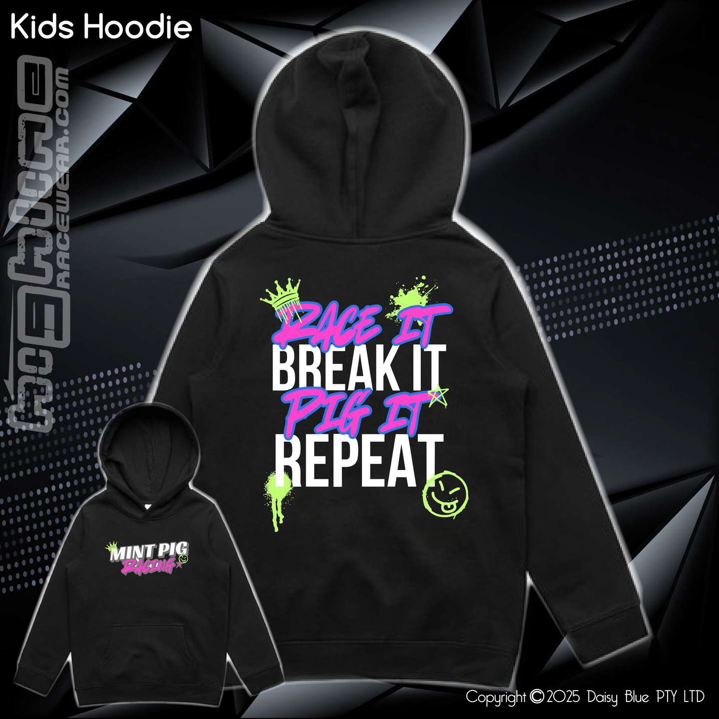 Hoodie - Mint Piglet Race it