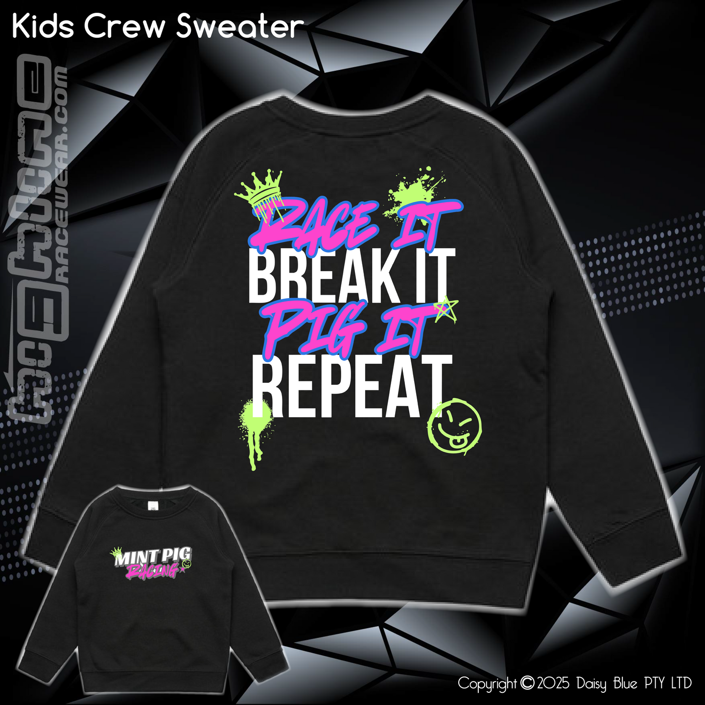 Crew Sweater - Mint Piglet Race It