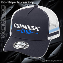 Load image into Gallery viewer, KIDS Stripe Trucker - CC Neon Blue
