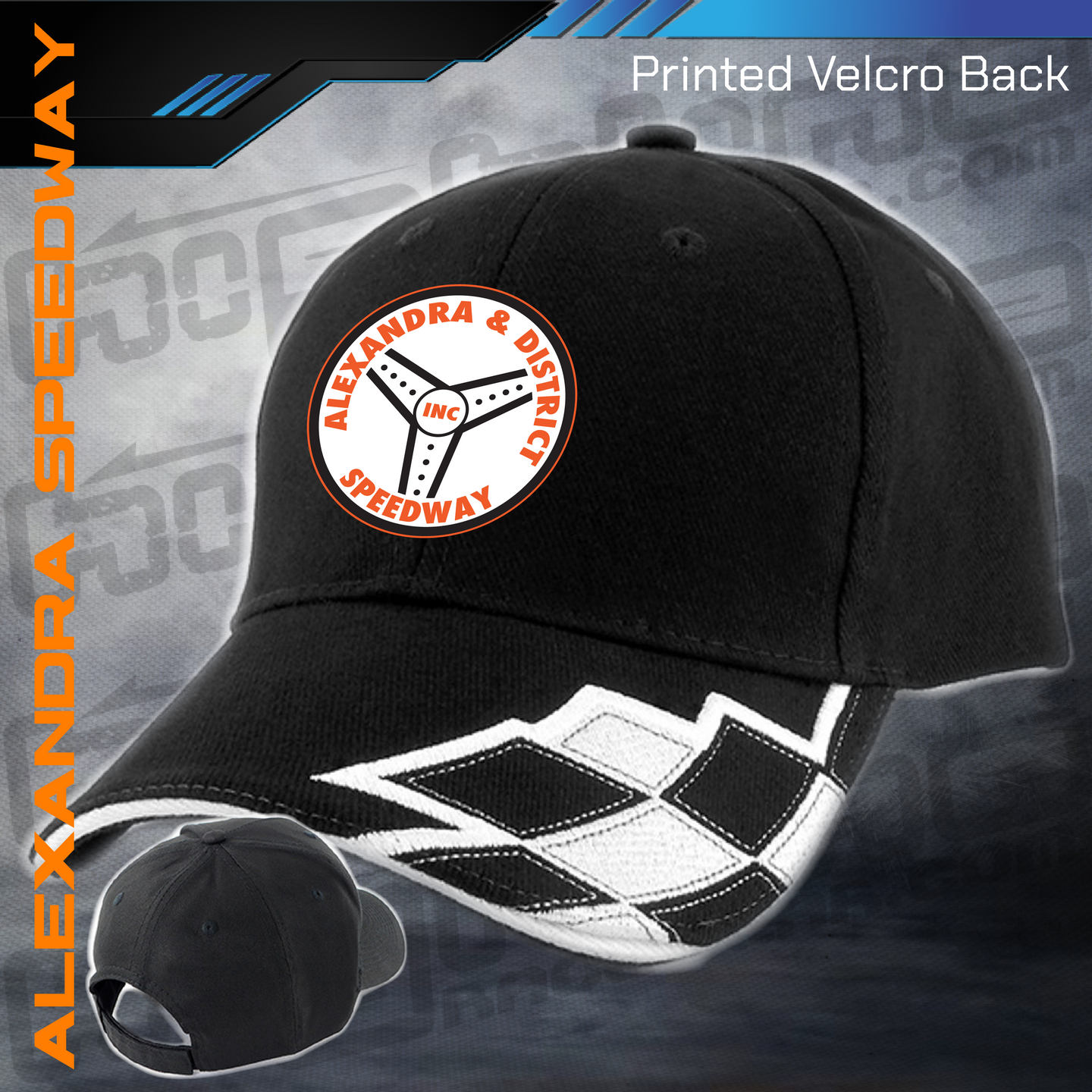 Printed Checkered Velcro Cap - Alexandra Speedway