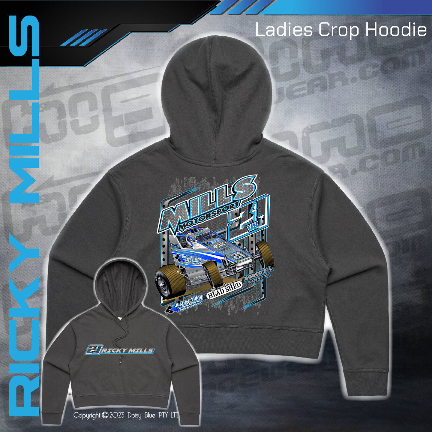 Ladies Crop Hoodie - Mills Motorsport