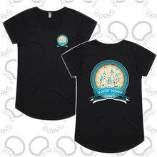 Load image into Gallery viewer, Ladies Teal Castle Logo Tee
