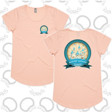 Load image into Gallery viewer, Ladies Teal Castle Logo Tee
