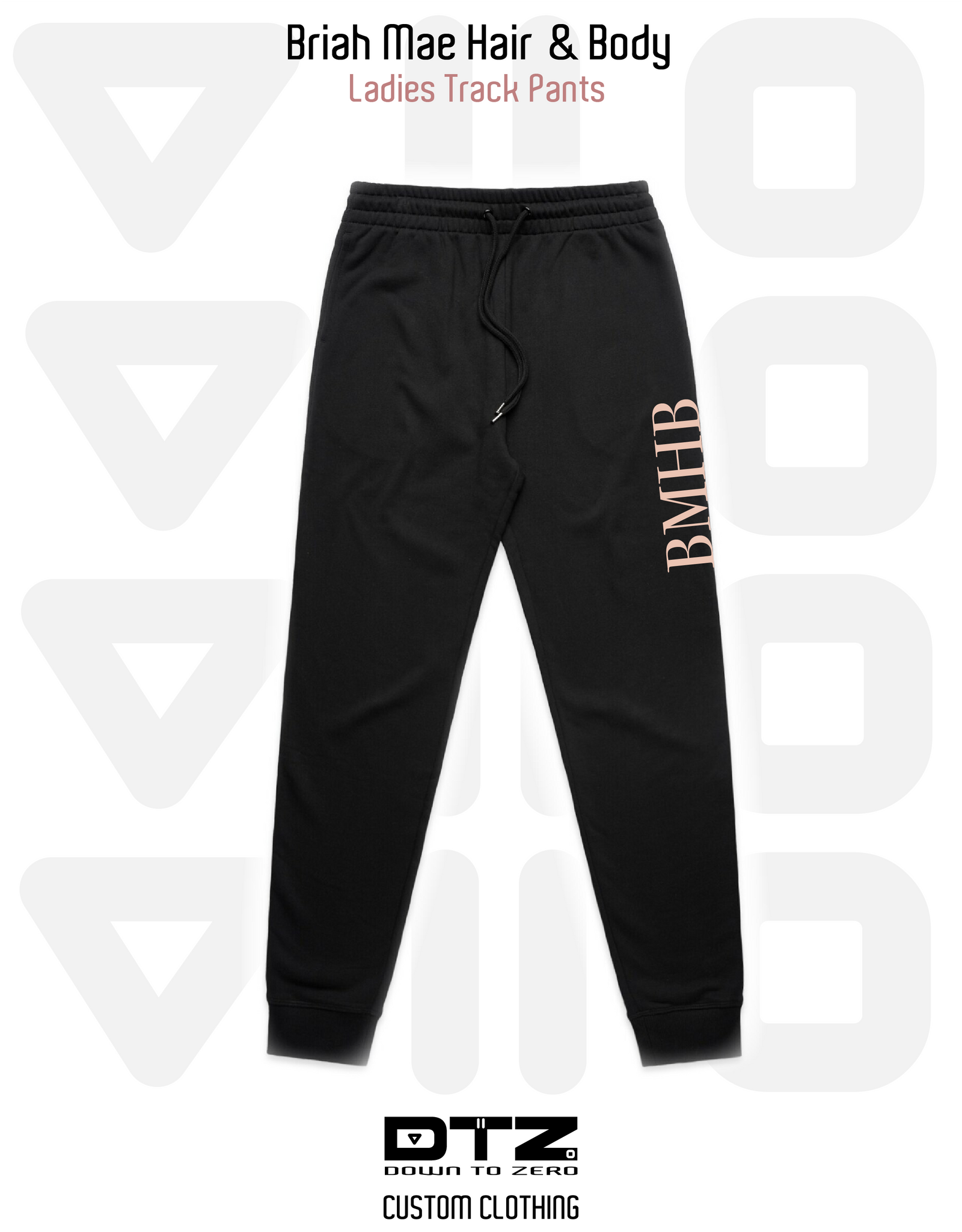 BMHB LADIES TRACK PANTS BLACK Highline Racewear